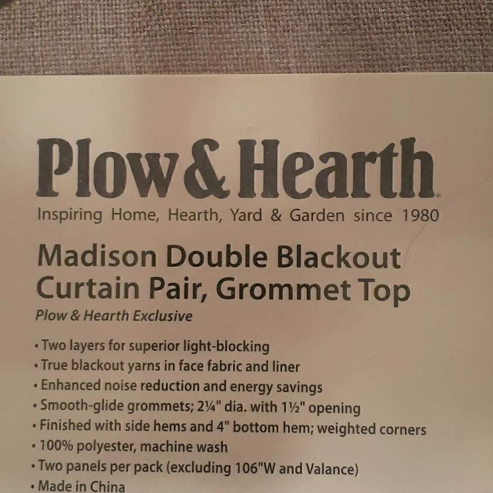 New P&H Madison Double Blackout Grommet Curtain‎ Pair Driftwood Size 40